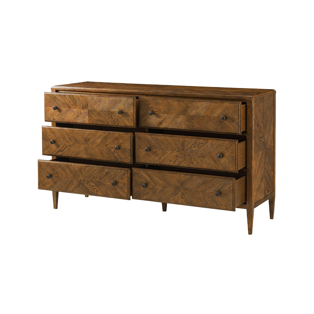 Dark Rustic Oak Parquetry Dresser - English Georgian America