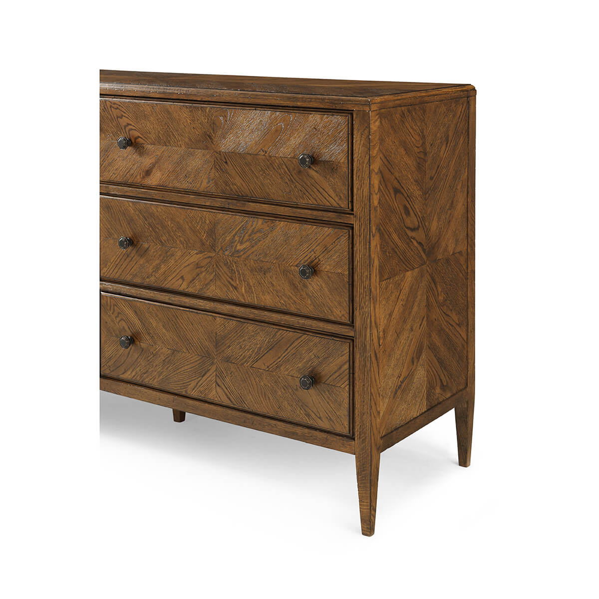 Dark Rustic Oak Parquetry Dresser - English Georgian America