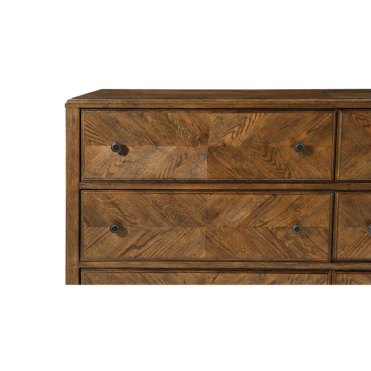 Dark Rustic Oak Parquetry Dresser - English Georgian America
