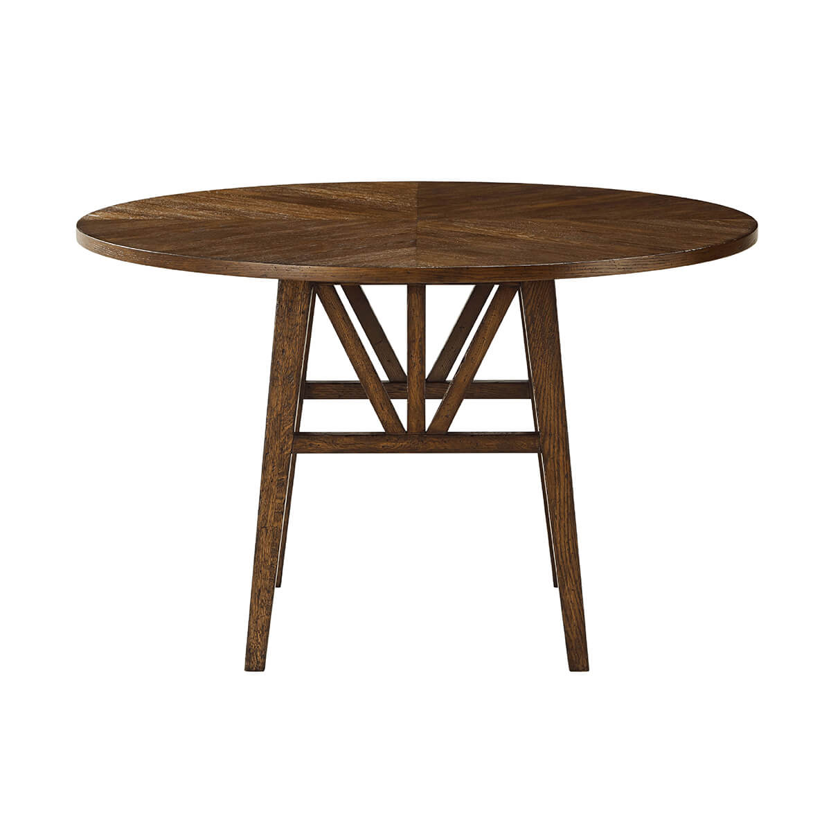 Dark Rustic Oak Round Dining Table - English Georgian America