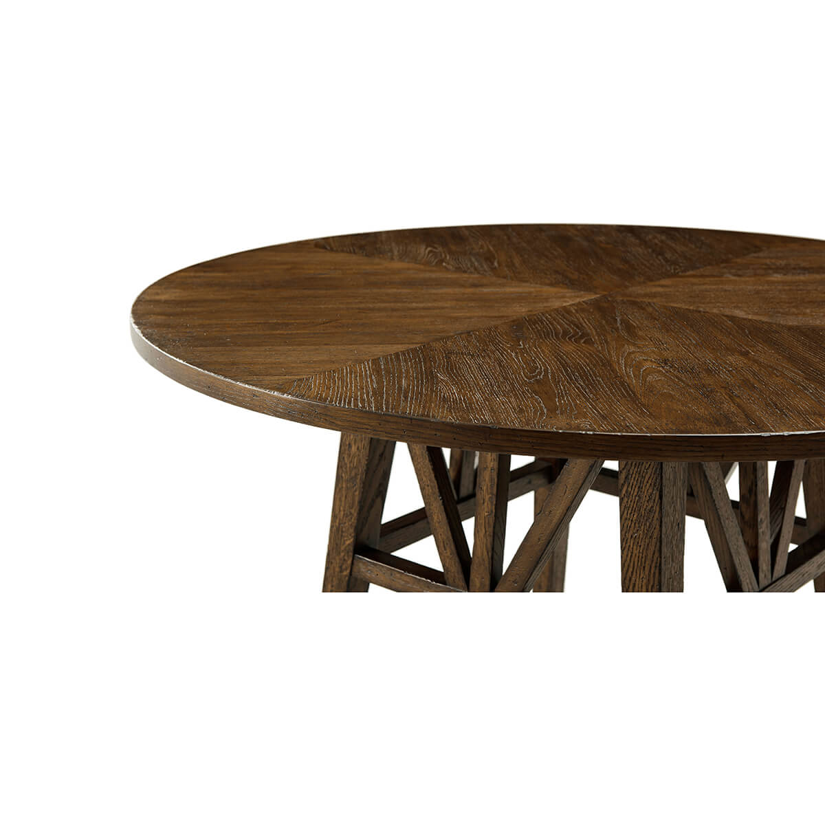 Dark Rustic Oak Round Dining Table - English Georgian America