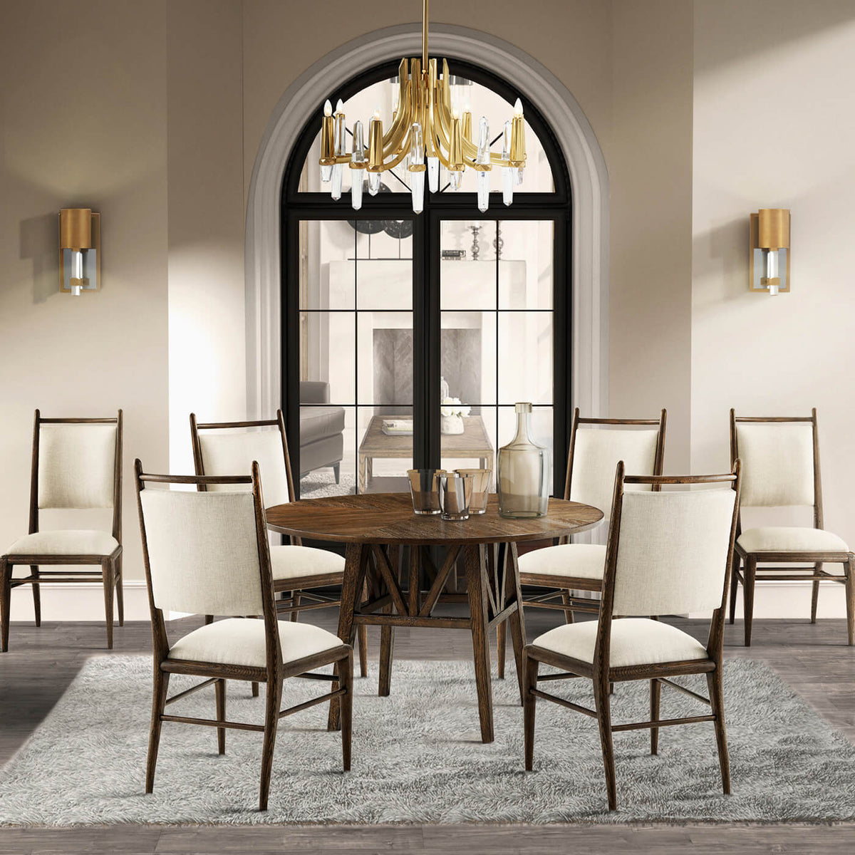 Dark Rustic Oak Round Dining Table - English Georgian America