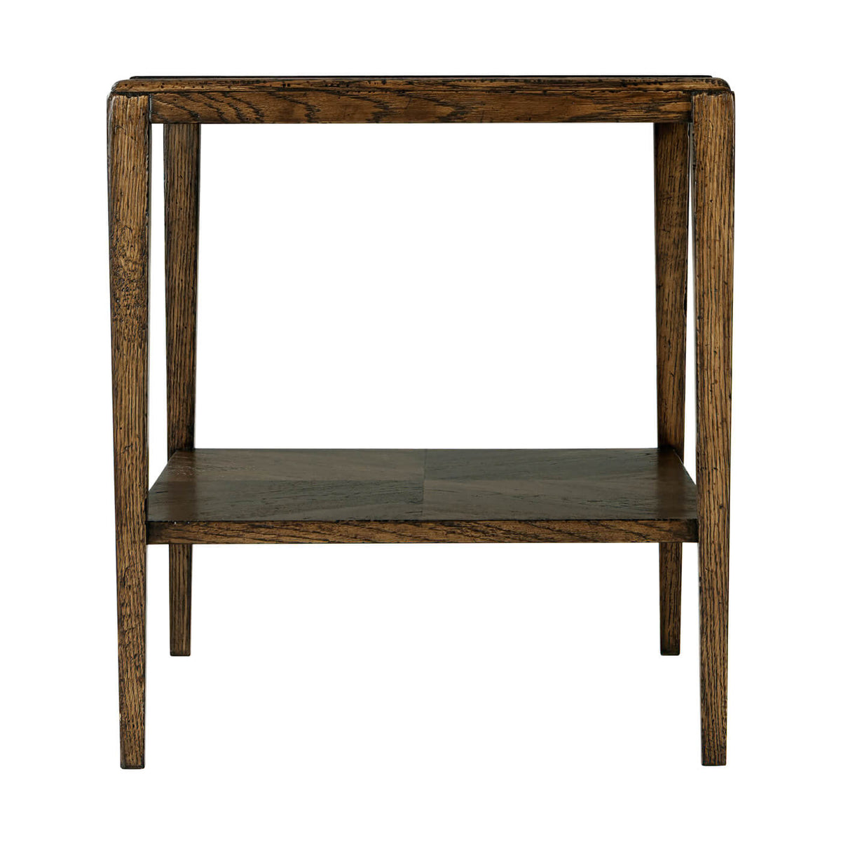 Dark Rustic Oak Two-Tier Side Table - English Georgian America