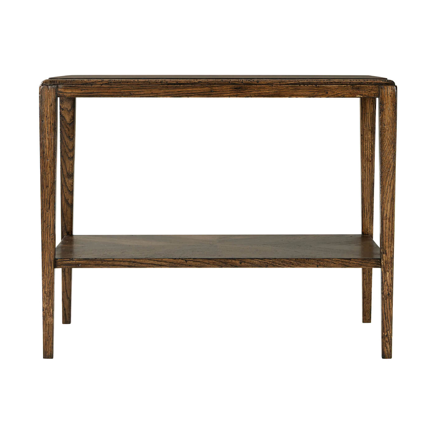 Dark Rustic Oak Two-Tier Side Table - English Georgian America