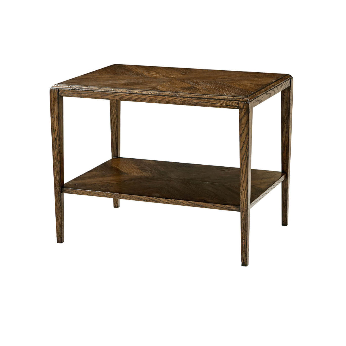 Dark Rustic Oak Two-Tier Side Table - English Georgian America