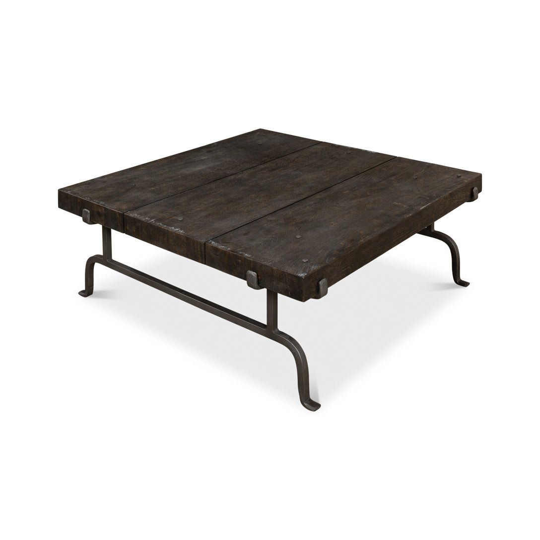 Dark Square Rustic Coffee Table - English Georgian America