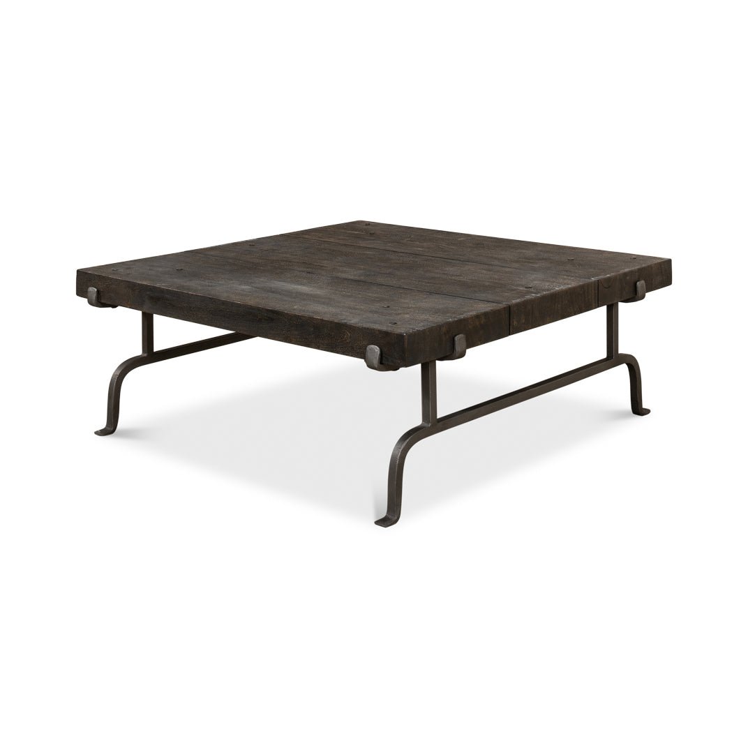 Dark Square Rustic Coffee Table - English Georgian America