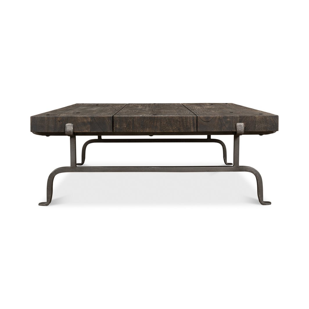 Dark Square Rustic Coffee Table - English Georgian America