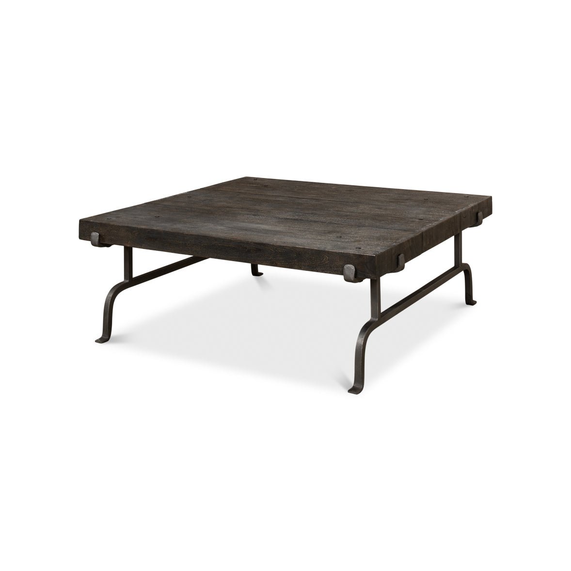 Dark Square Rustic Coffee Table - English Georgian America