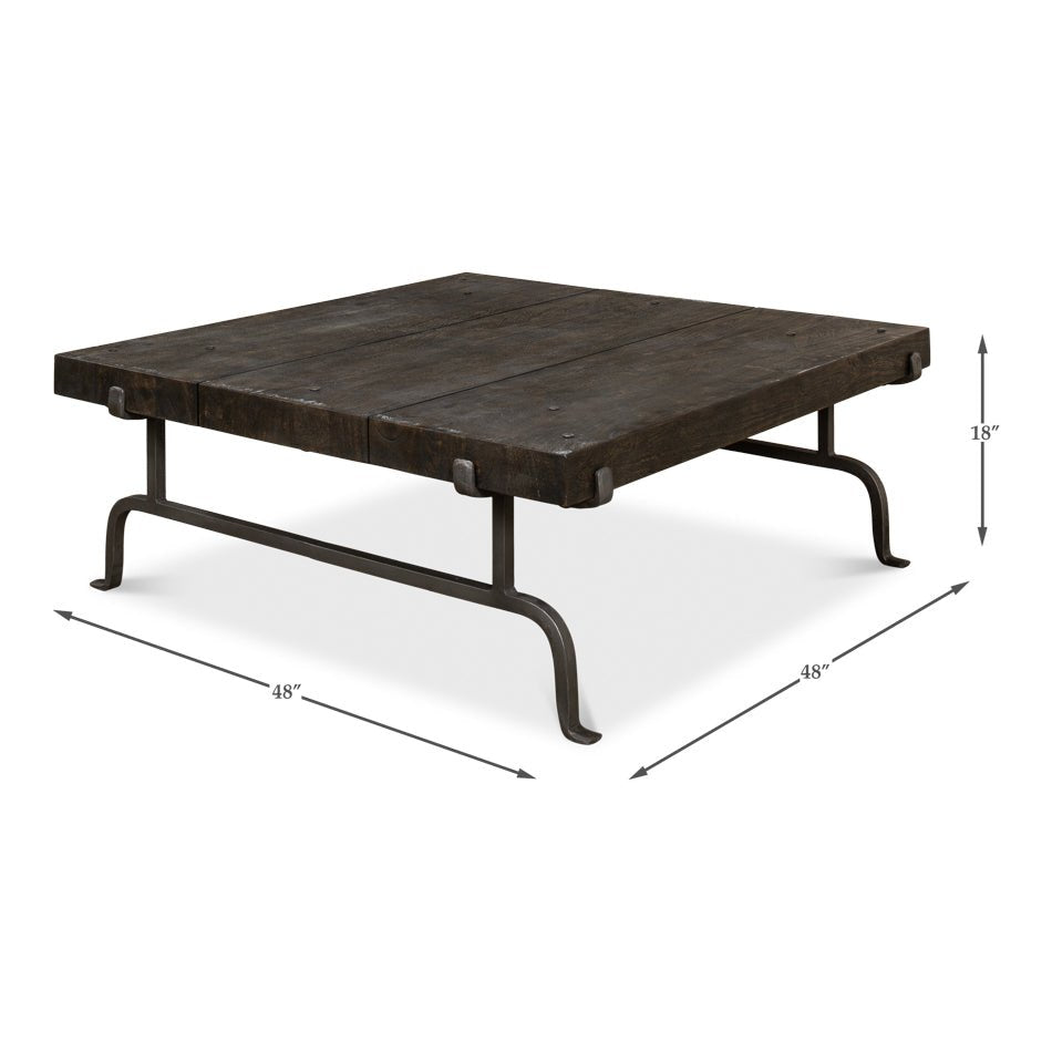 Dark Square Rustic Coffee Table - English Georgian America