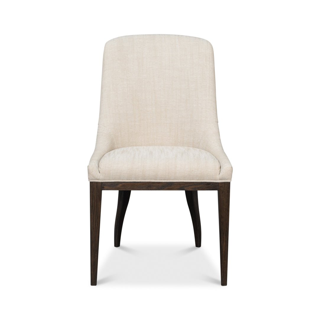 Dark - Stained Oak Upholstered Dining Chair - English Georgian America