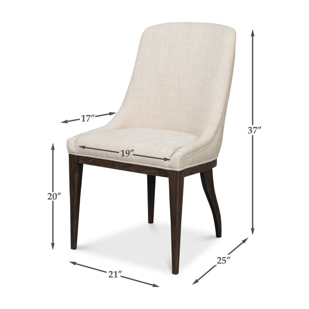 Dark - Stained Oak Upholstered Dining Chair - English Georgian America