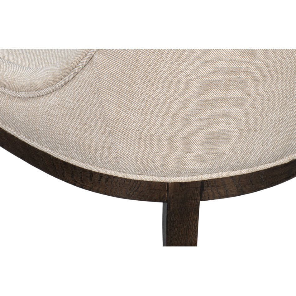 Dark - Stained Oak Upholstered Dining Chair - English Georgian America