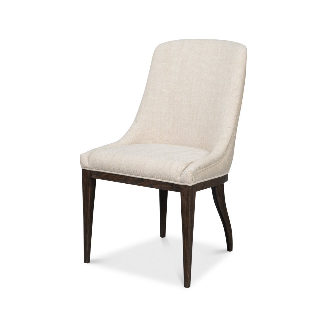 Dark - Stained Oak Upholstered Dining Chair - English Georgian America