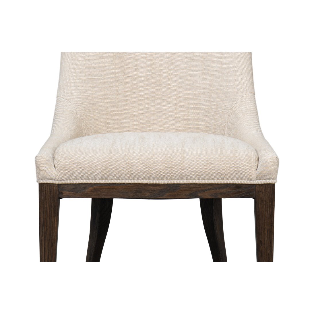 Dark - Stained Oak Upholstered Dining Chair - English Georgian America