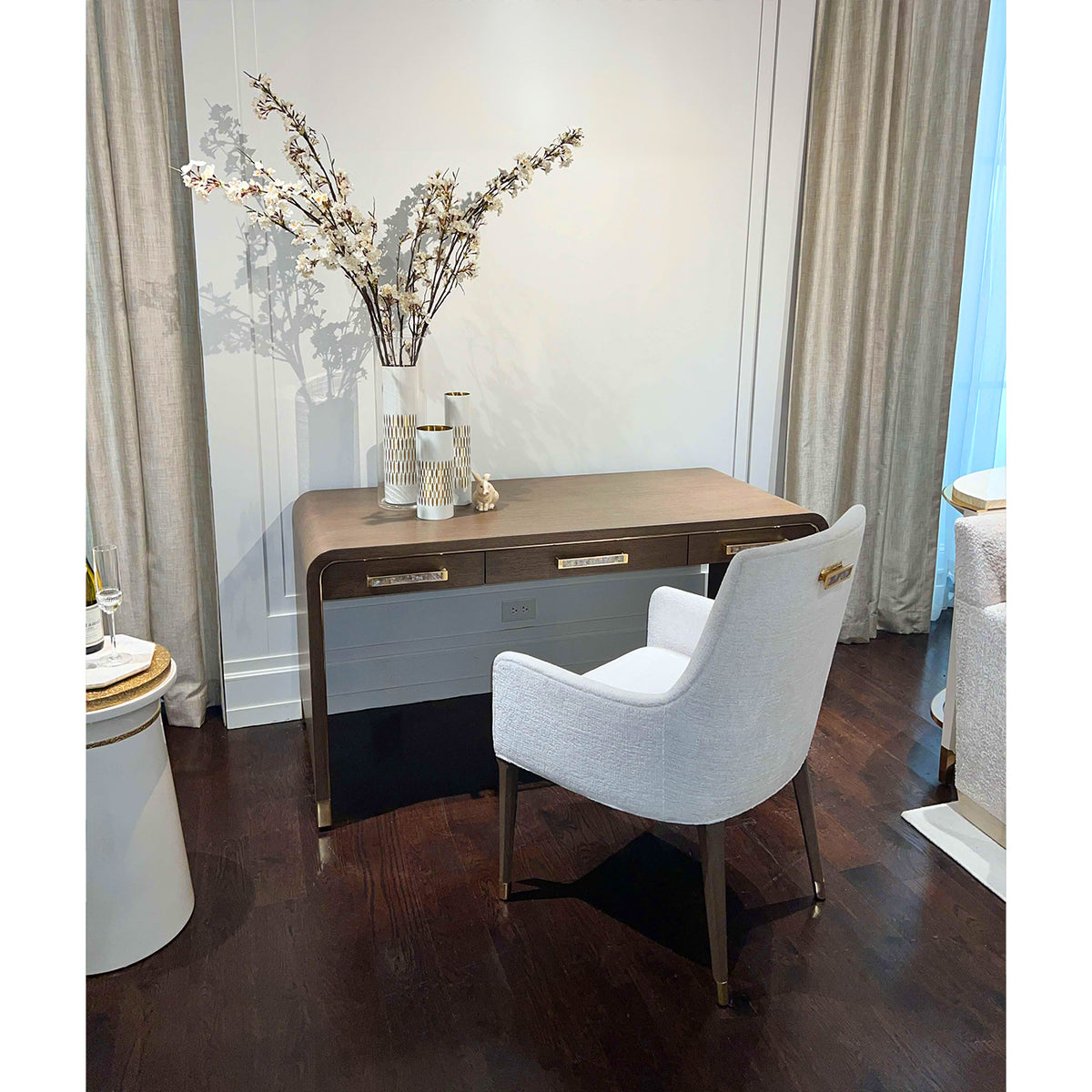 Dark Hollywood Regency Desk