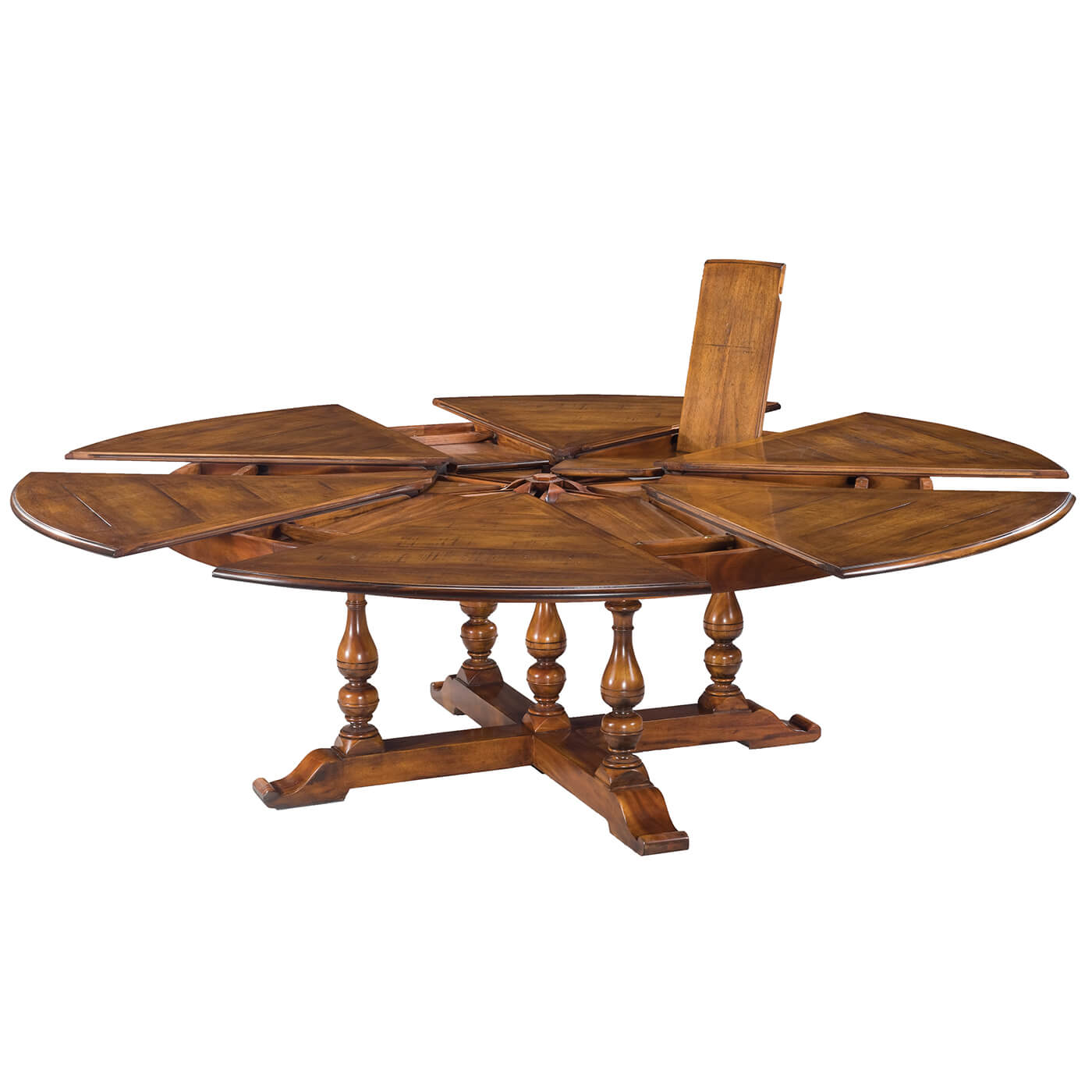 Early English Style Round Extension Dining Table, 100" - English Georgian America