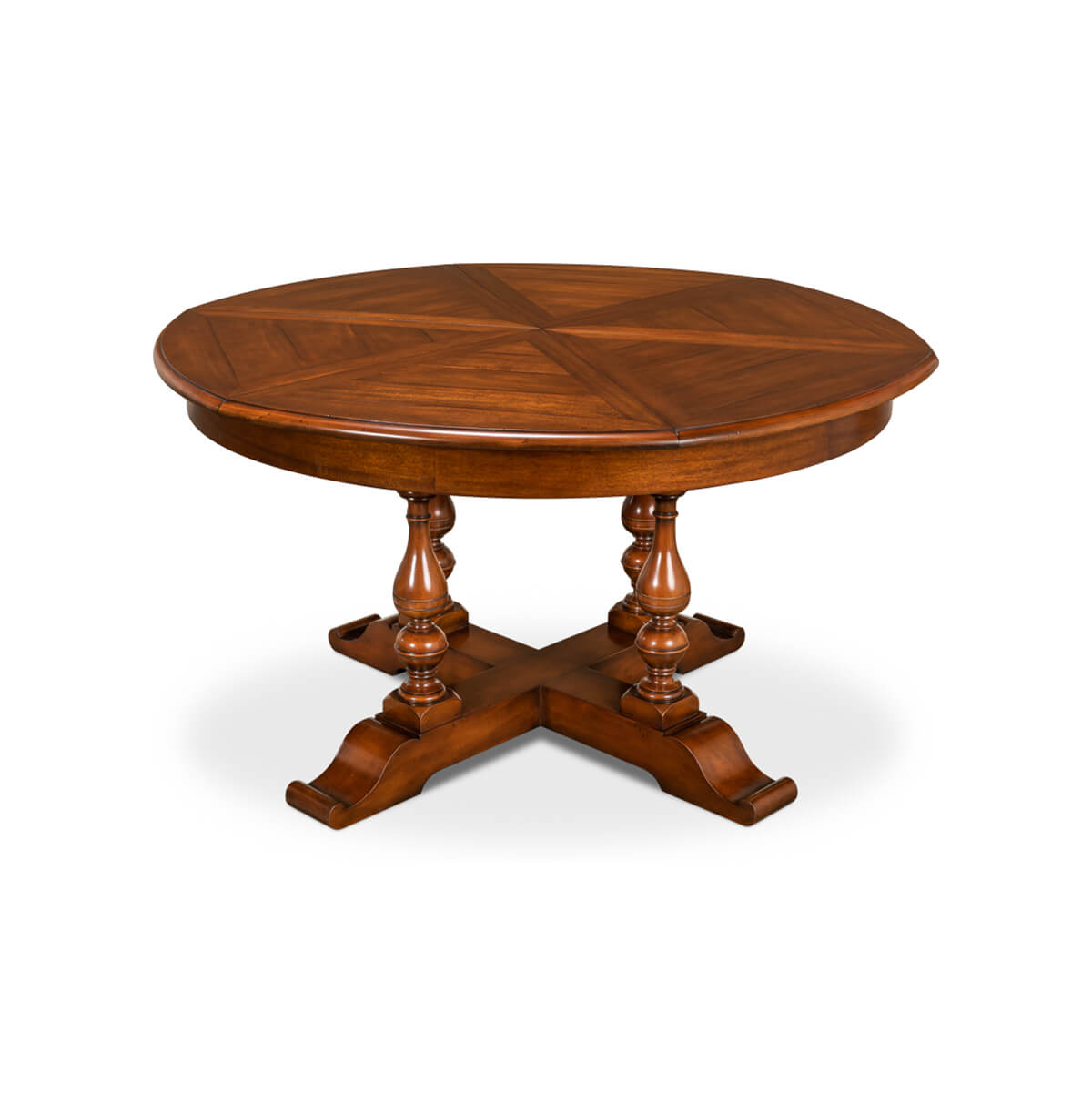 Early English Style Round Extension Dining Table, 70" - English Georgian America