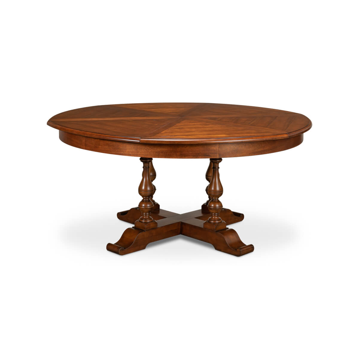 Early English Style Round Extension Dining Table, 84" - English Georgian America