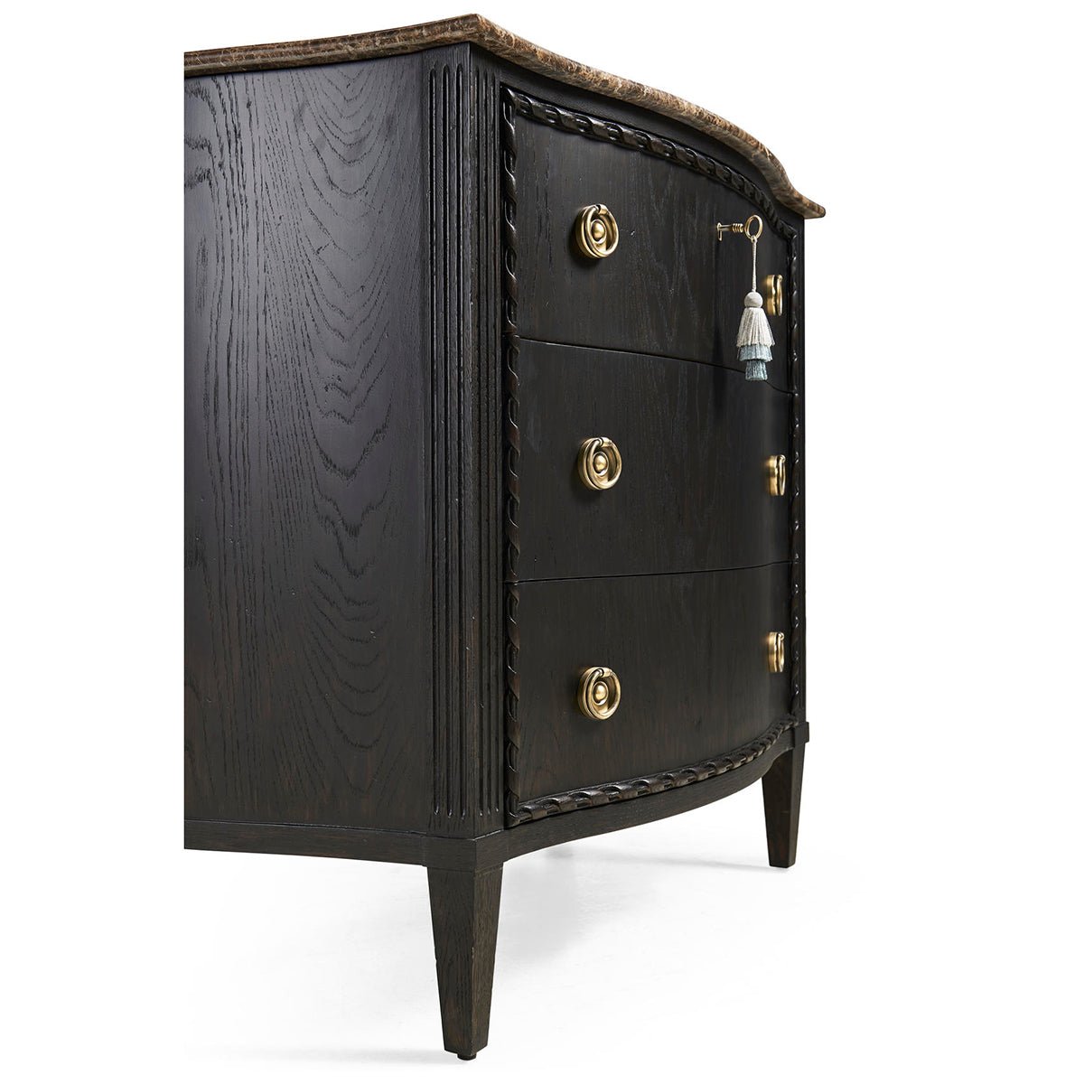 Ebonized French Marble Top Chest - English Georgian America