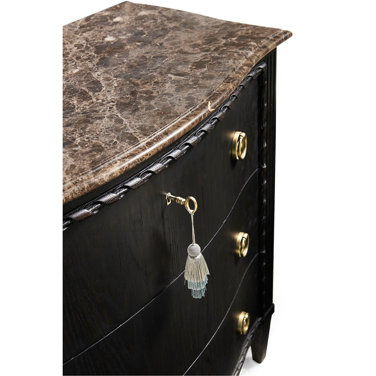 Ebonized French Marble Top Chest - English Georgian America