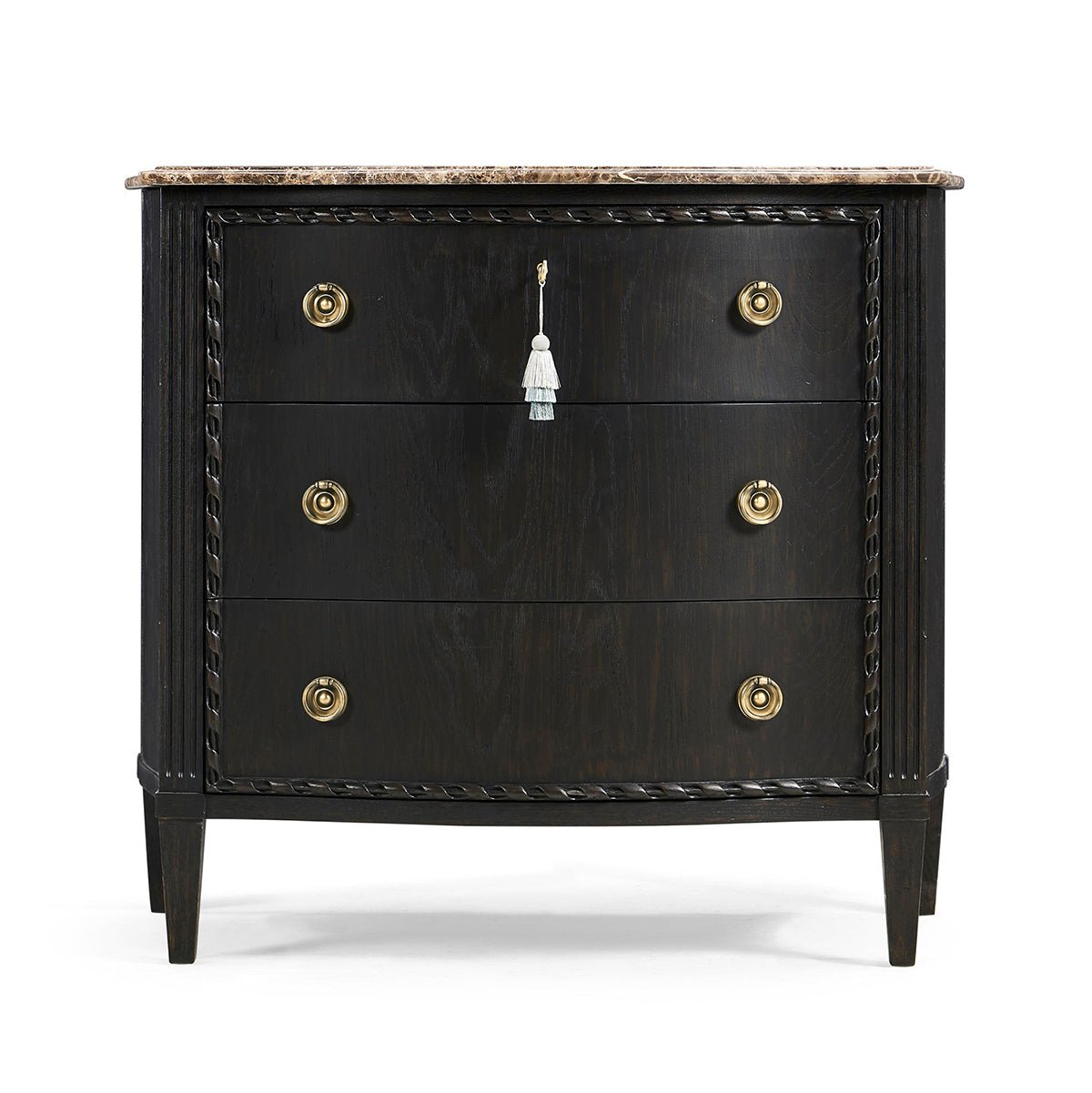 Ebonized French Marble Top Chest - English Georgian America