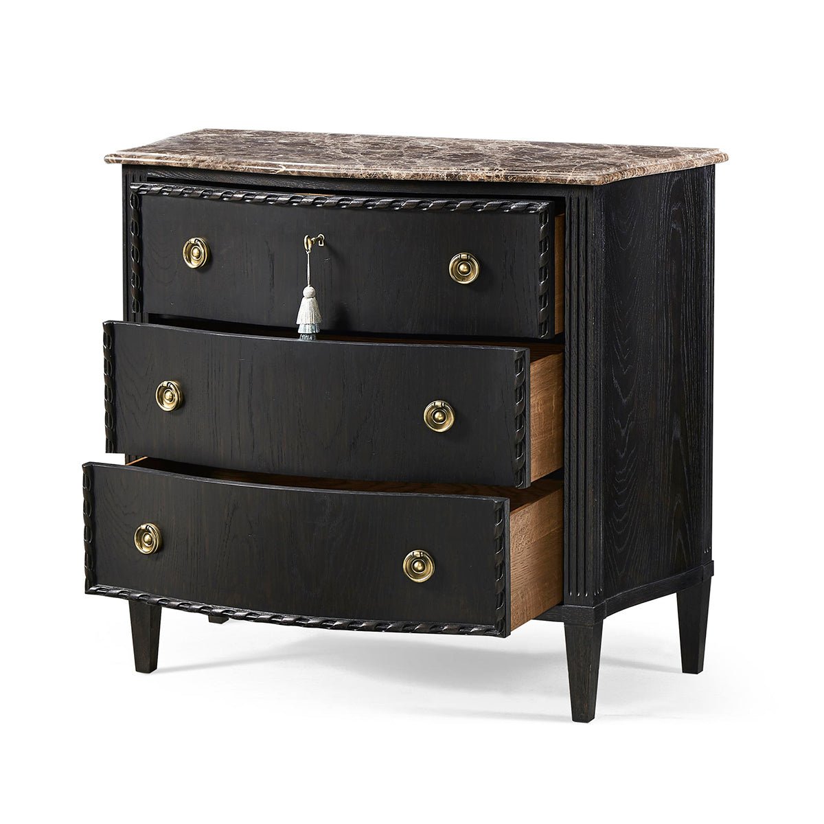 Ebonized French Marble Top Chest - English Georgian America