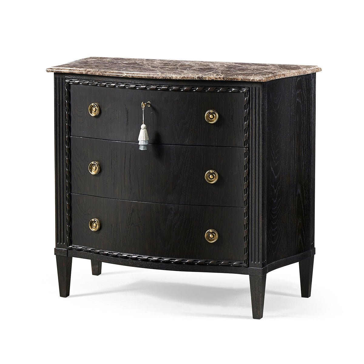 Ebonized French Marble Top Chest - English Georgian America