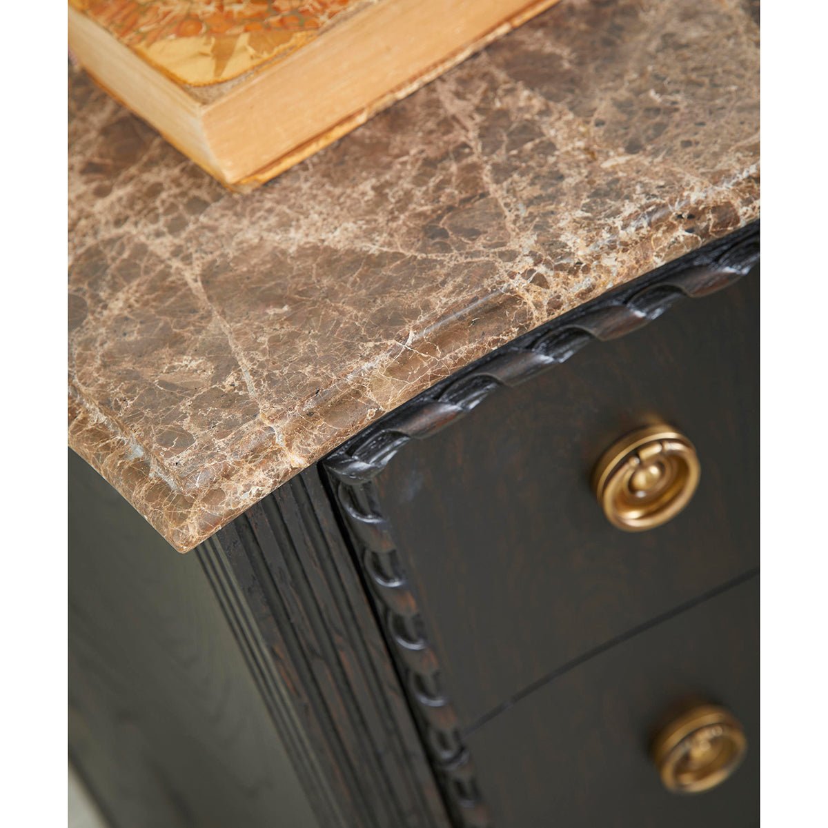 Ebonized French Marble Top Chest - English Georgian America