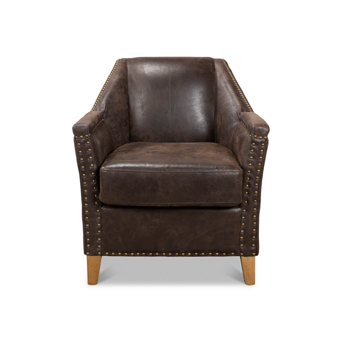 Eclectic Modern Leather Armchair - English Georgian America