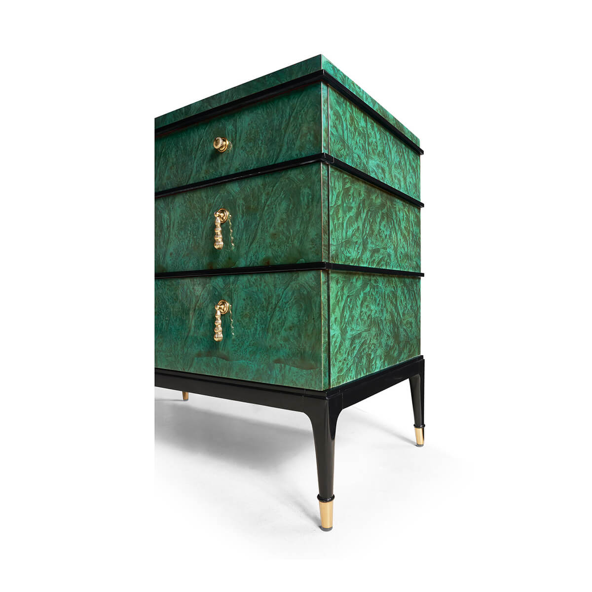 Emerald Art Deco Style Burl Wood Dresser - English Georgian America