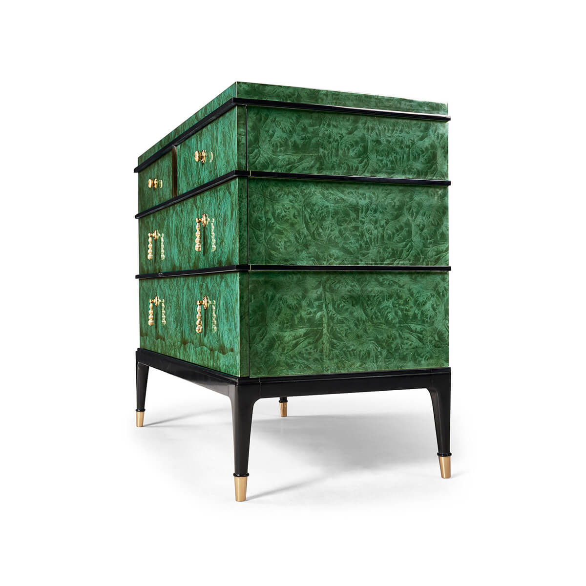 Emerald Art Deco Style Burl Wood Dresser - English Georgian America