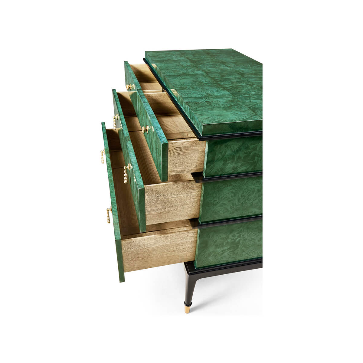Emerald Art Deco Style Burl Wood Dresser - Striking, Modern Emerald Art Deco Style Burl Wood Dresser - Striking, Modern