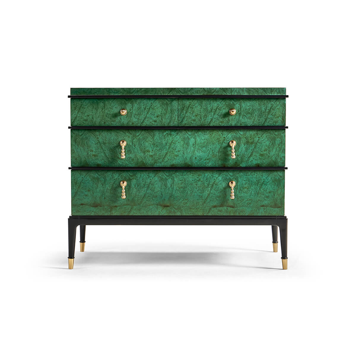 Emerald Art Deco Style Burl Wood Dresser - English Georgian America