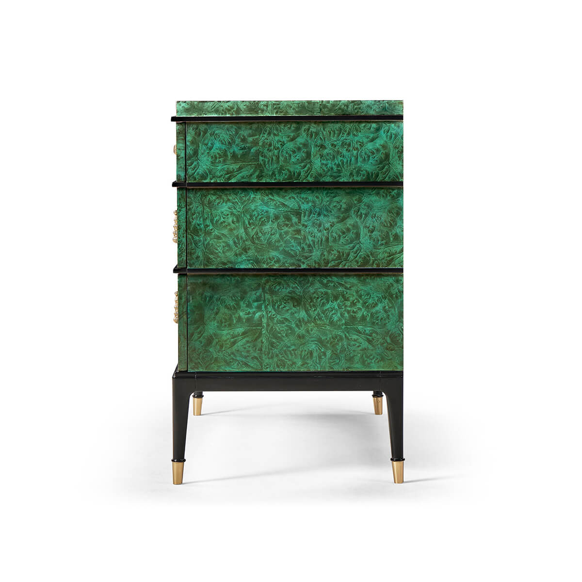Emerald Art Deco Style Burl Wood Dresser - English Georgian America
