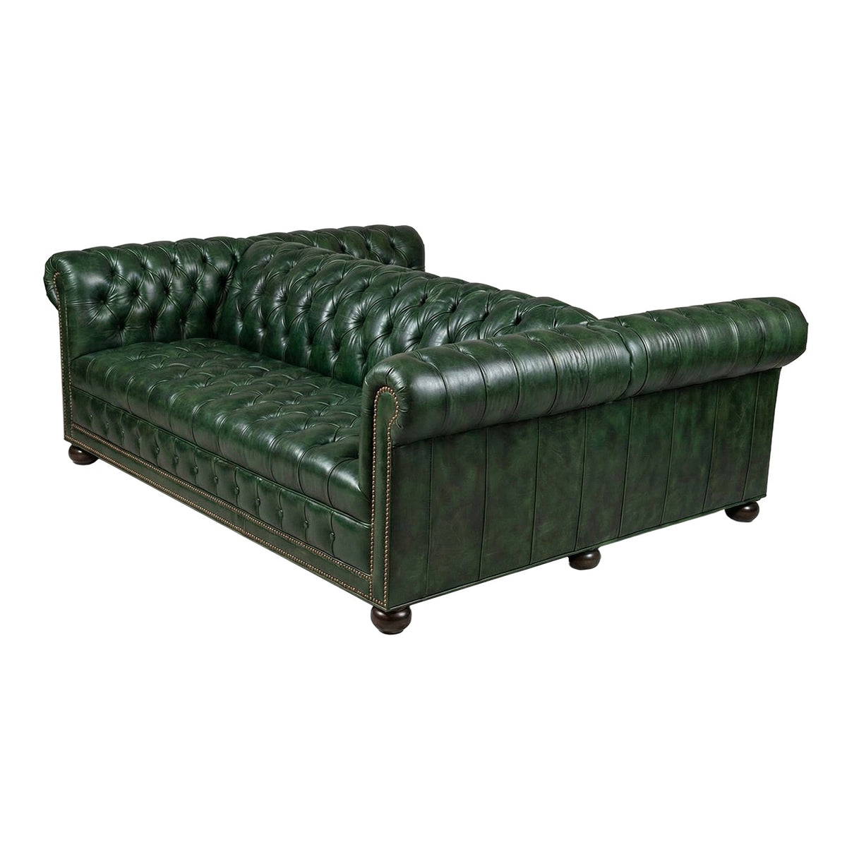 Emerald Green Leather Double - Sided Chesterfield Sofa - English Georgian America