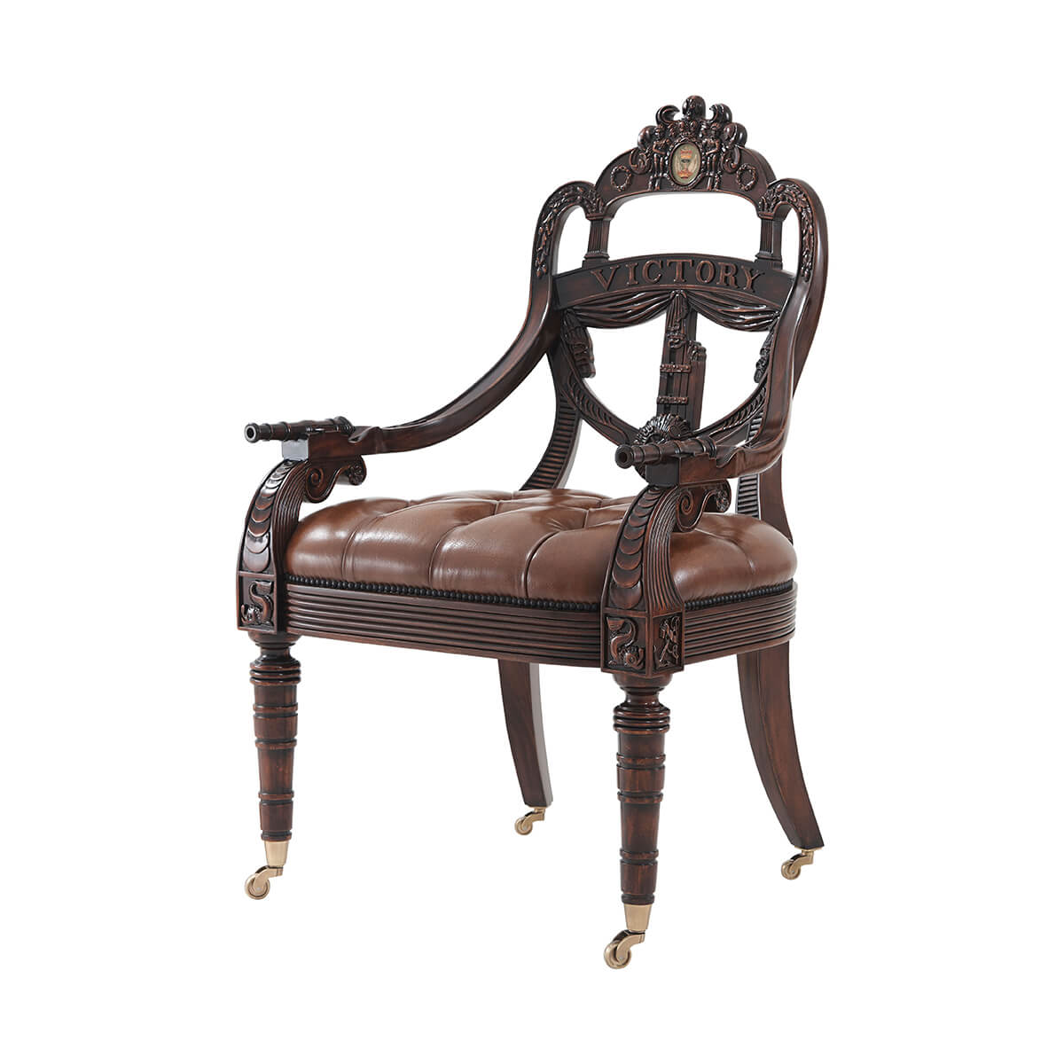 English Armchair - Carved Coat of Arms - English Georgian America