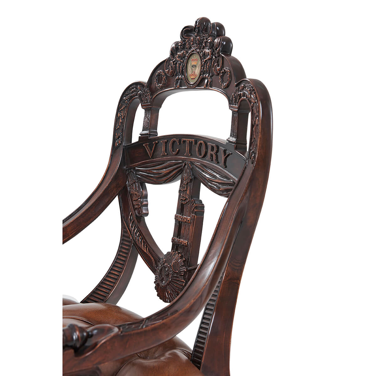 English Armchair - Carved Coat of Arms - English Georgian America