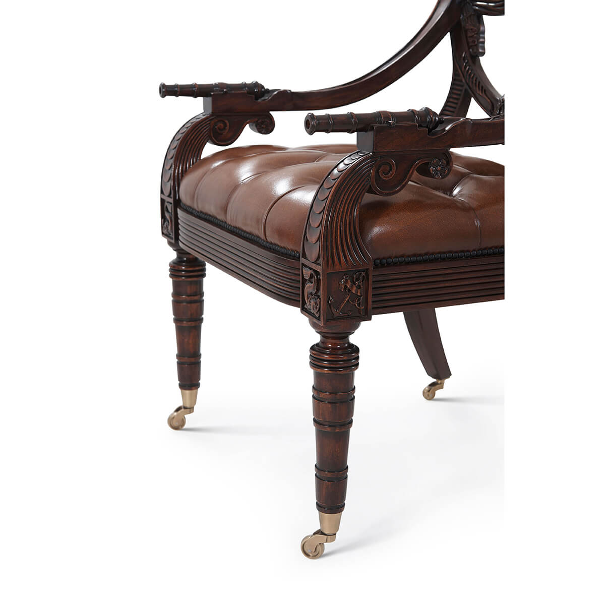 English Armchair - Carved Coat of Arms - English Georgian America