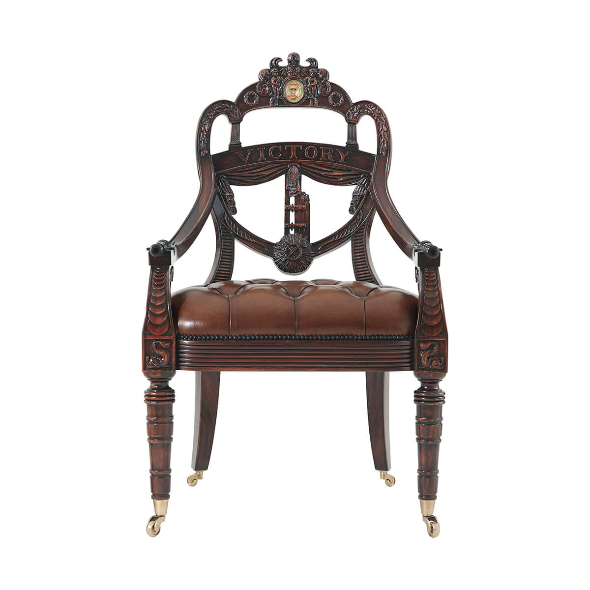 English Armchair - Carved Coat of Arms - English Georgian America