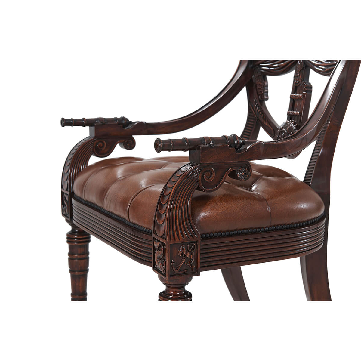 English Armchair - Carved Coat of Arms - English Georgian America