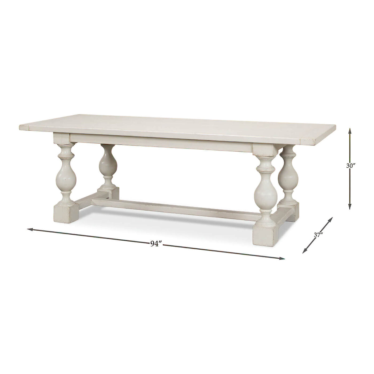 English Country Antique White Dining Table - English Georgian America