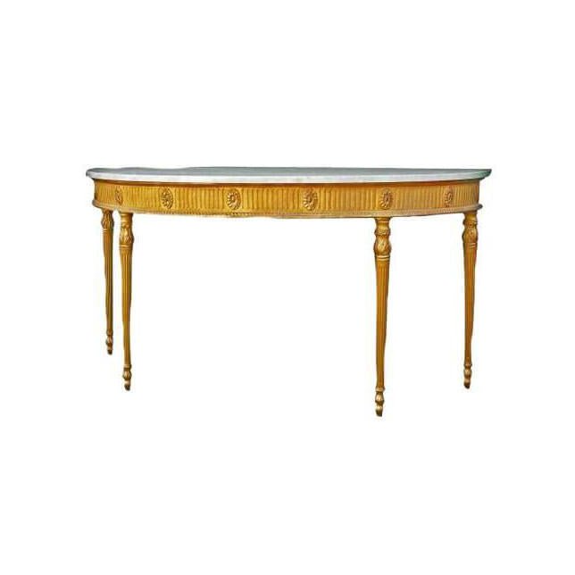 English Georgian Demi Lune Marble Top Console - English Georgian America