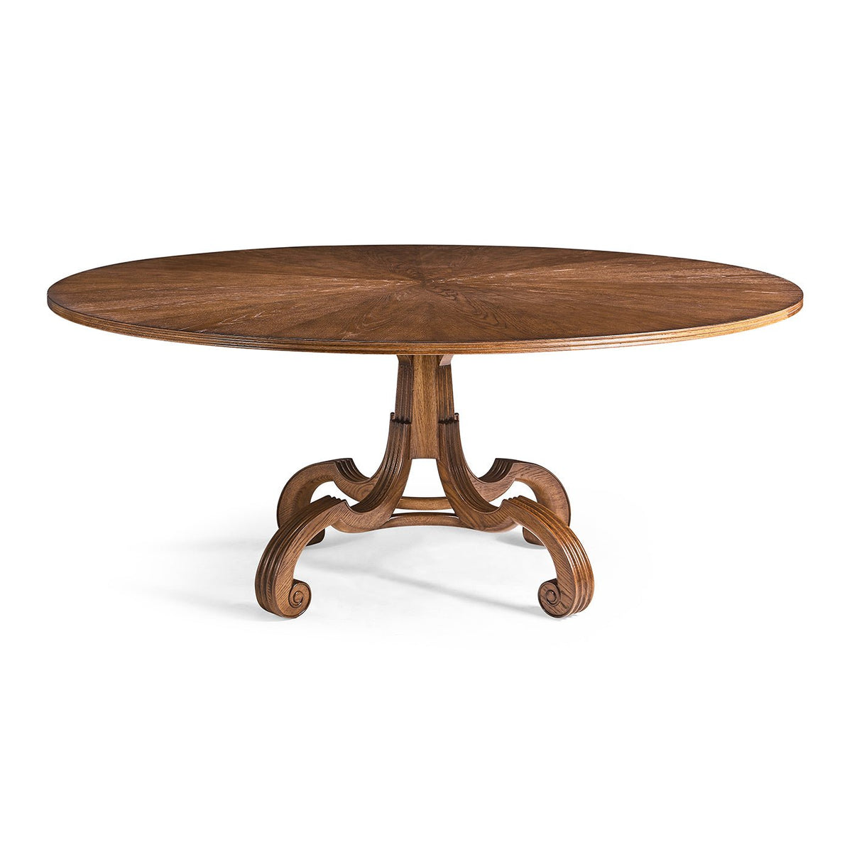 English Georgian Round Oak Pedestal Dining Table - English Georgian America