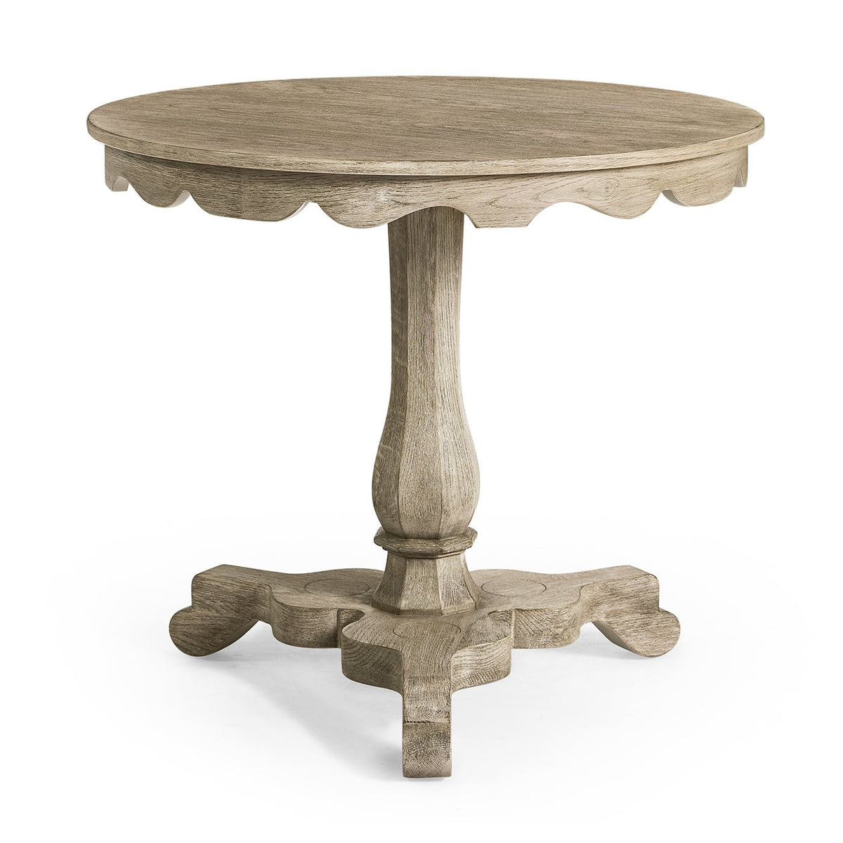 English Grayed Oak Round End Table - English Georgian America
