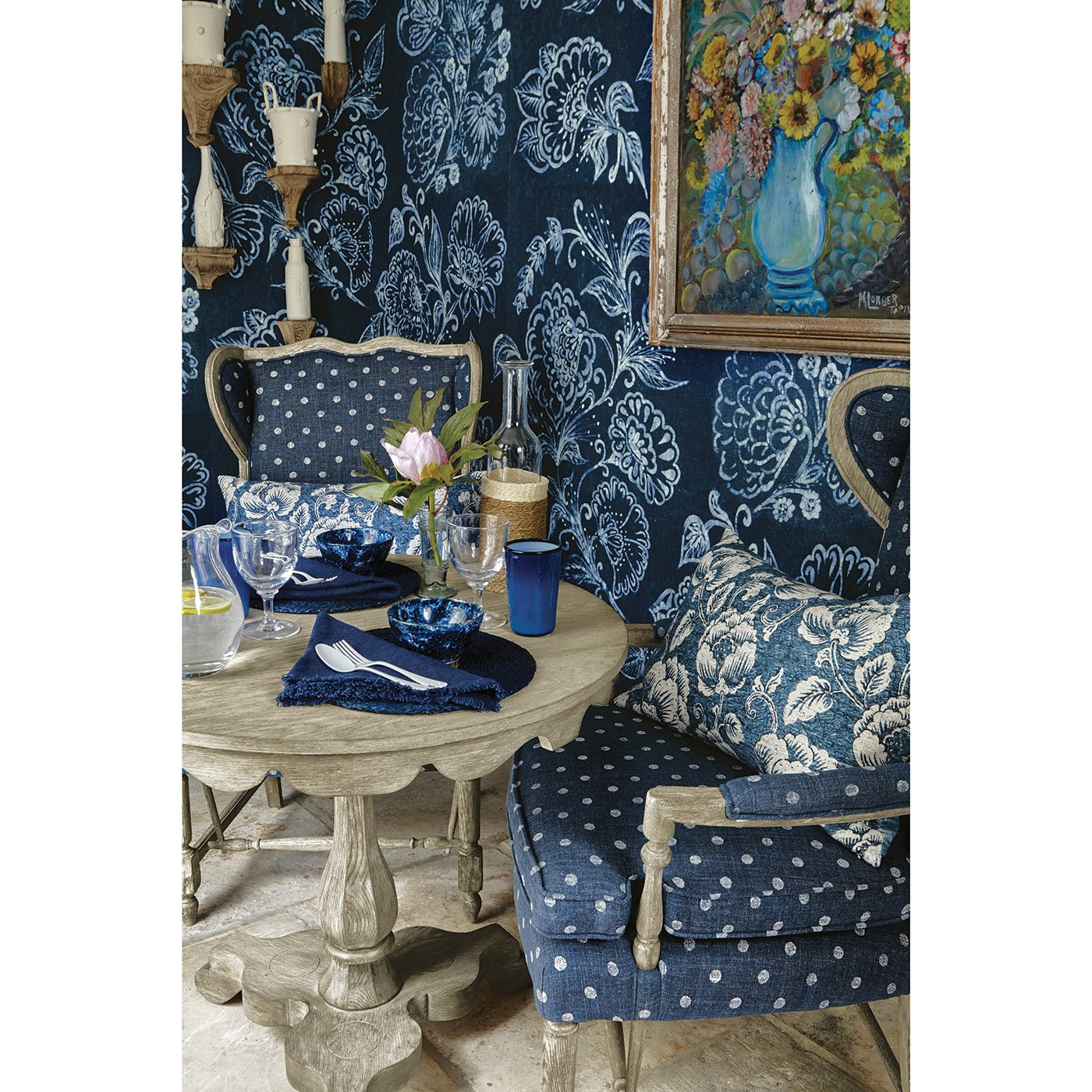 English Grayed Oak Round End Table - English Georgian America