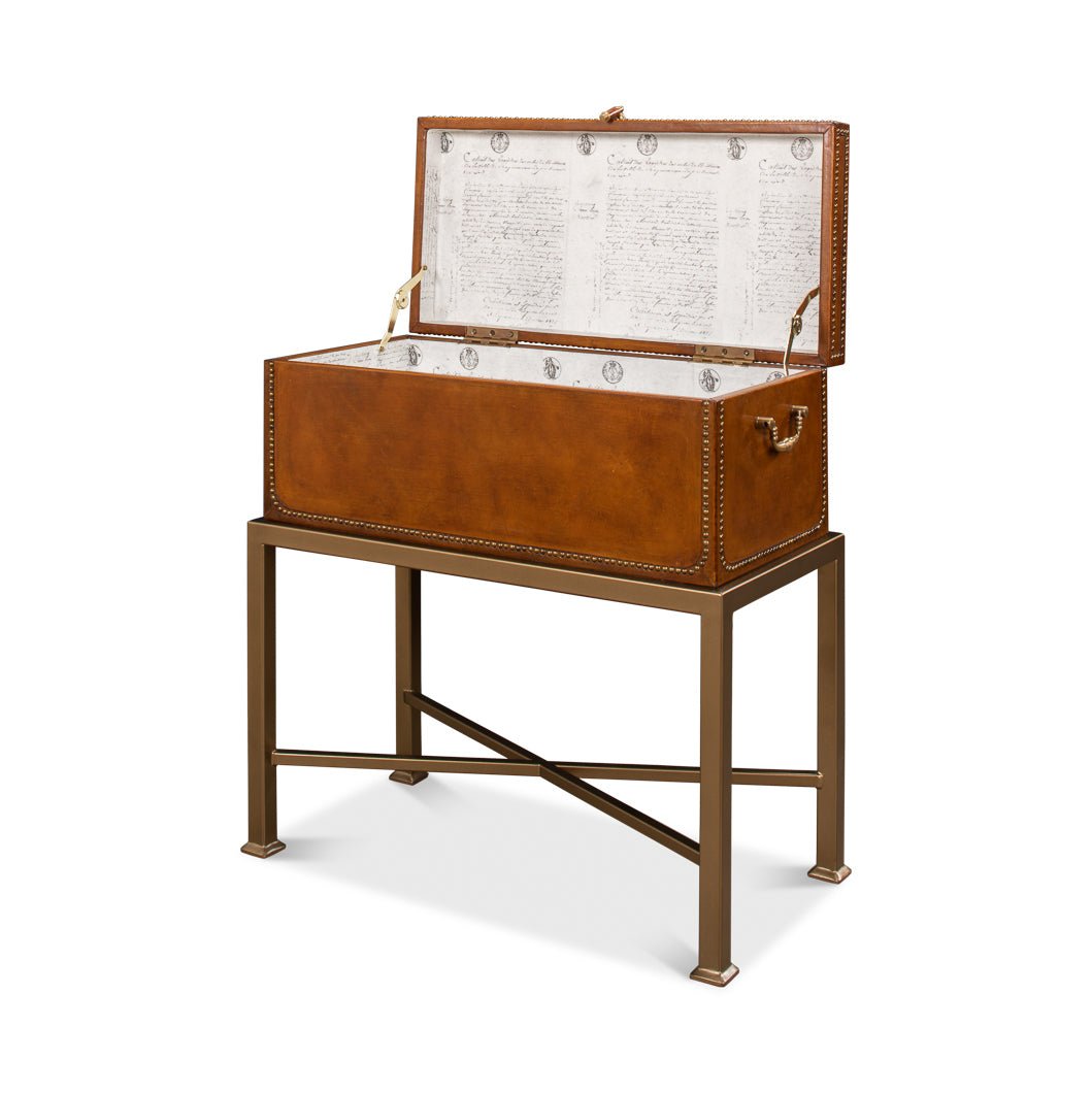 English Leather Box On Stand - English Georgian America