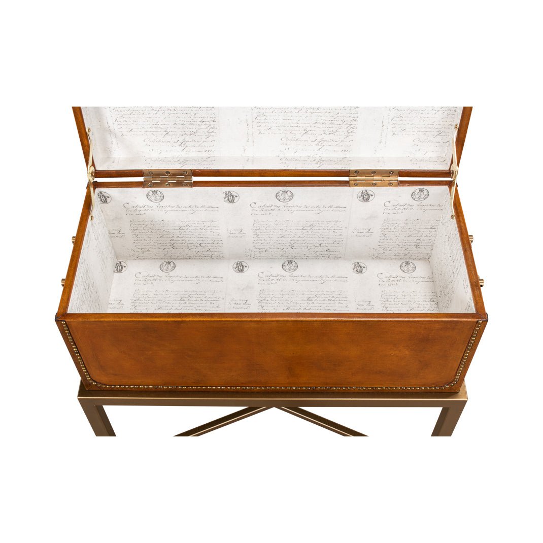 English Leather Box On Stand - English Georgian America