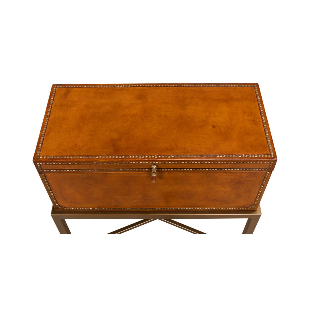 English Leather Box On Stand - English Georgian America