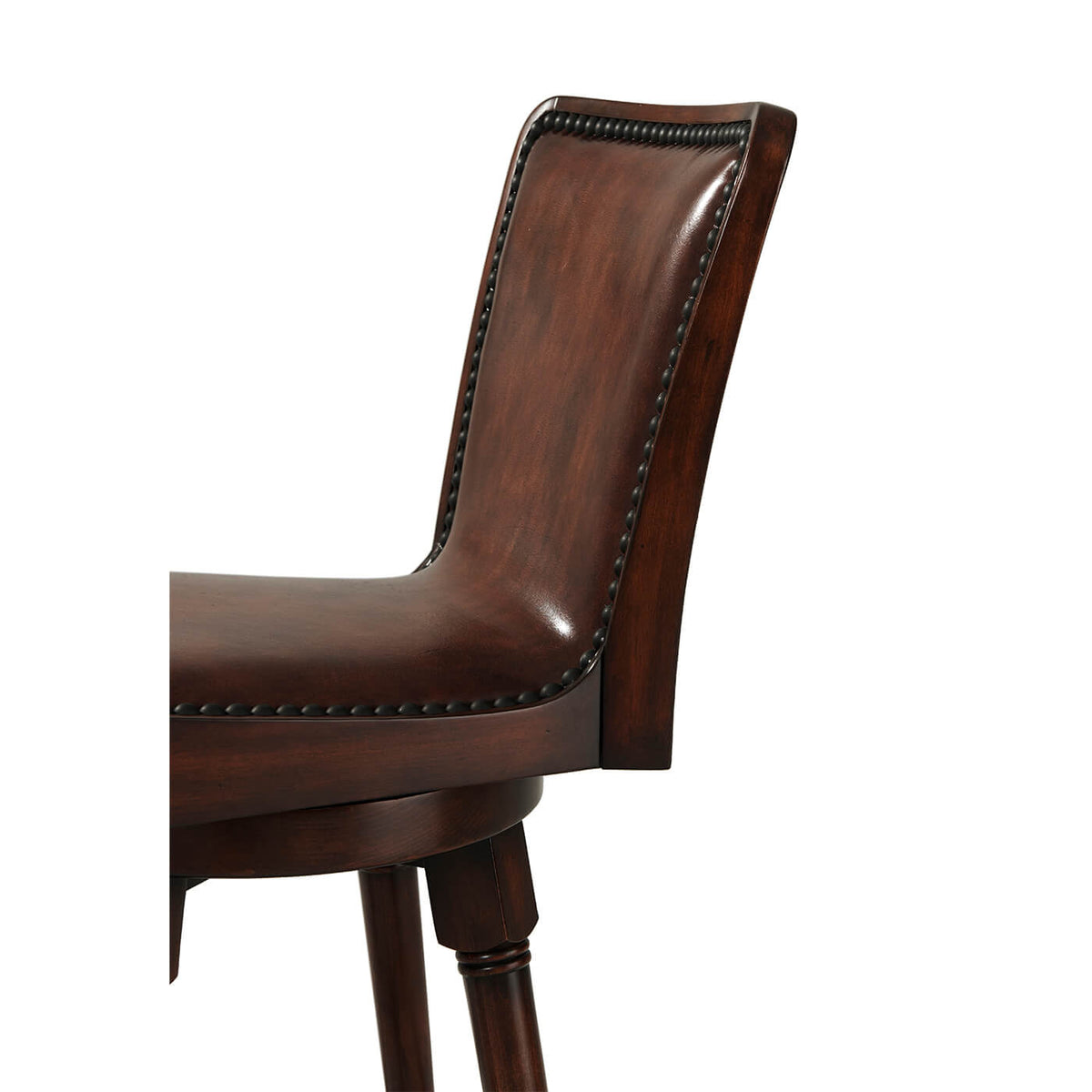 English Leather Upholstered Swivel Bar Stool - English Georgian America